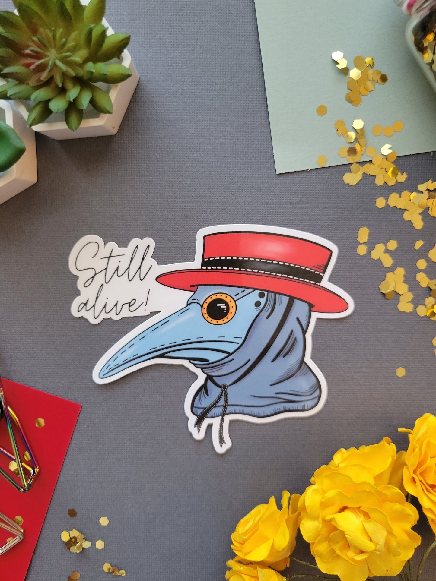 Plague Doctor Still Alive Sticker