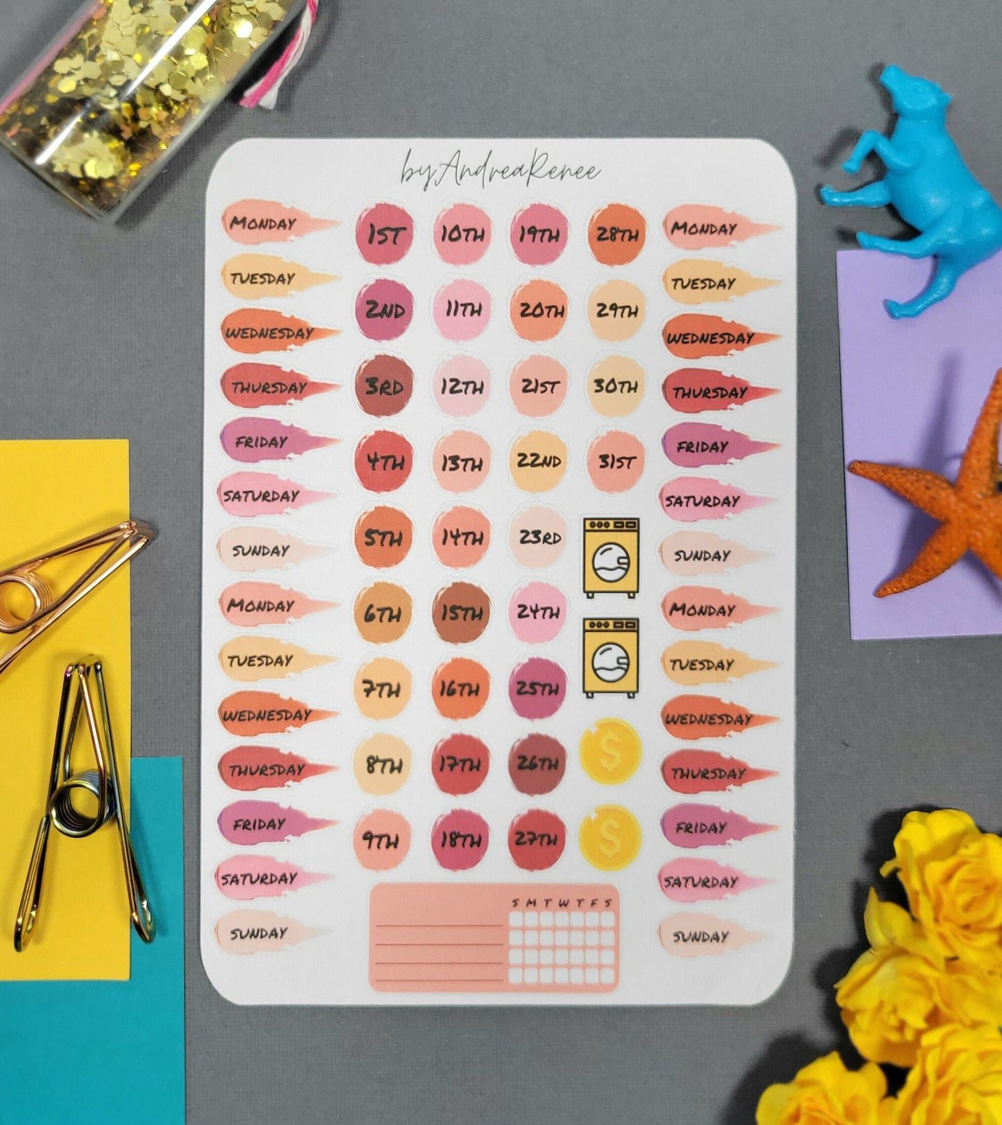 Month Labels Sticker Sheet - 64 Stickers - Blush Tones