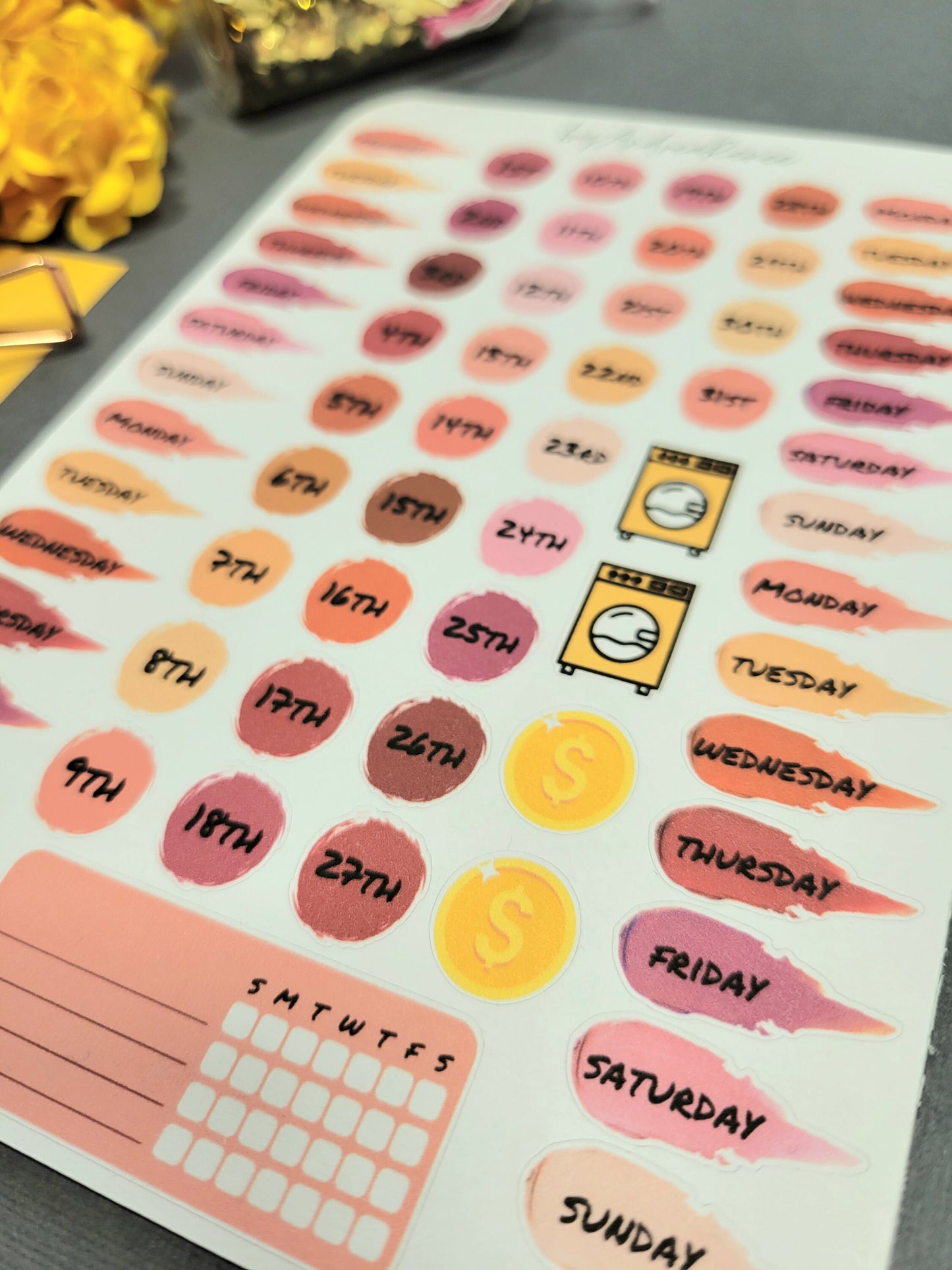 Month Labels Sticker Sheet - 64 Stickers - Blush Tones