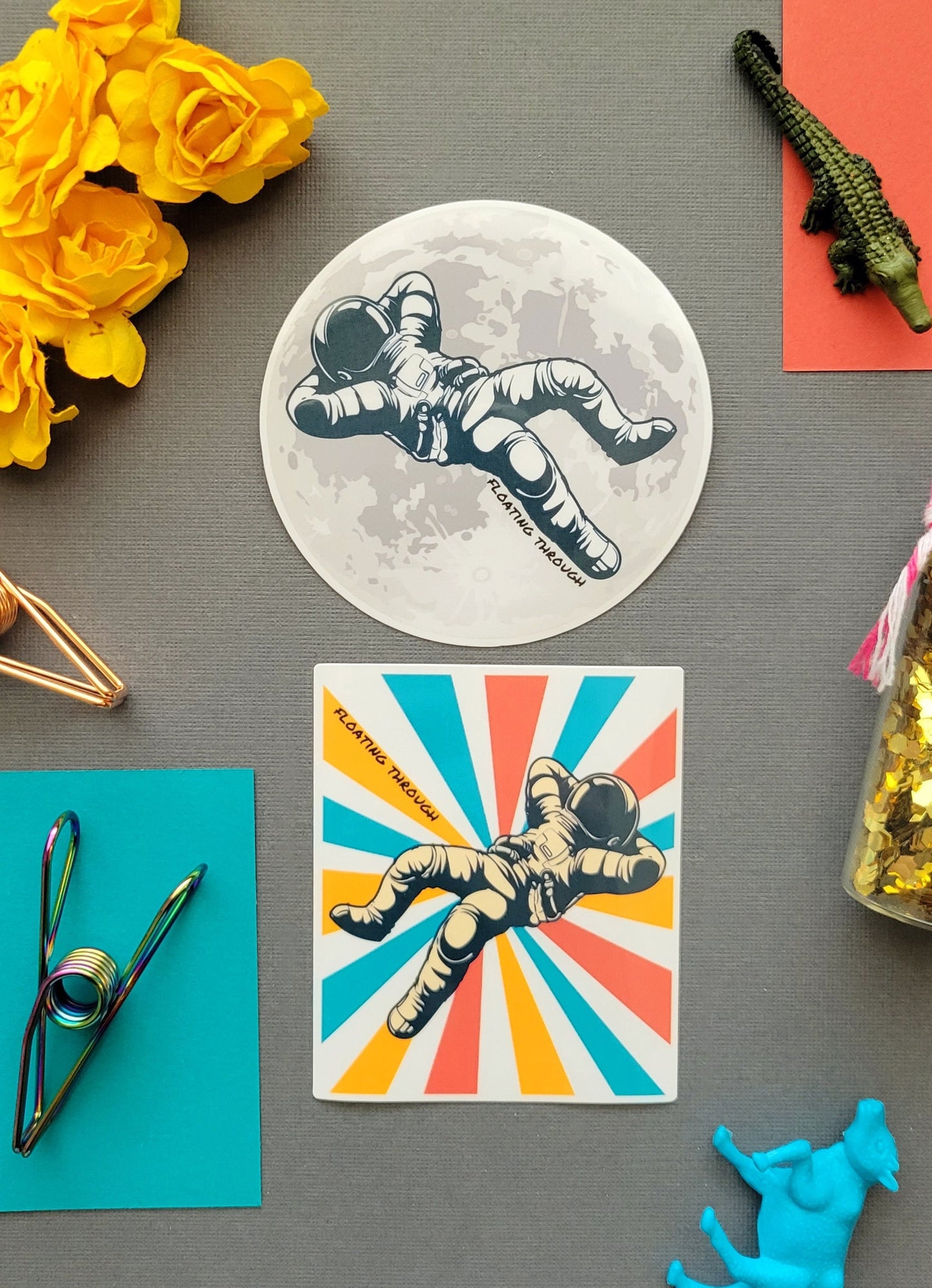 Astronaut Floating Through Sticker