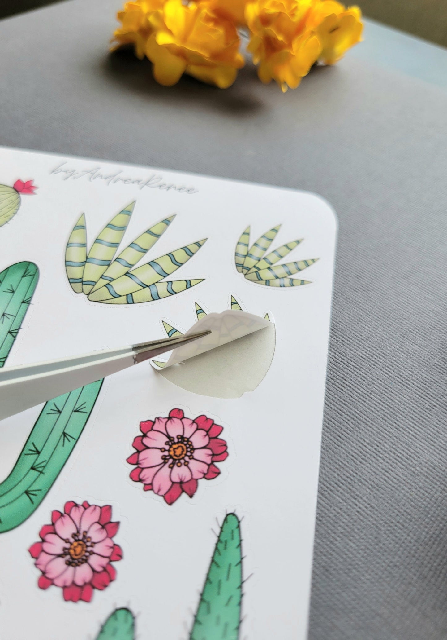 Cactus Plant Sticker Sheet Matte Finish - 13 Stickers