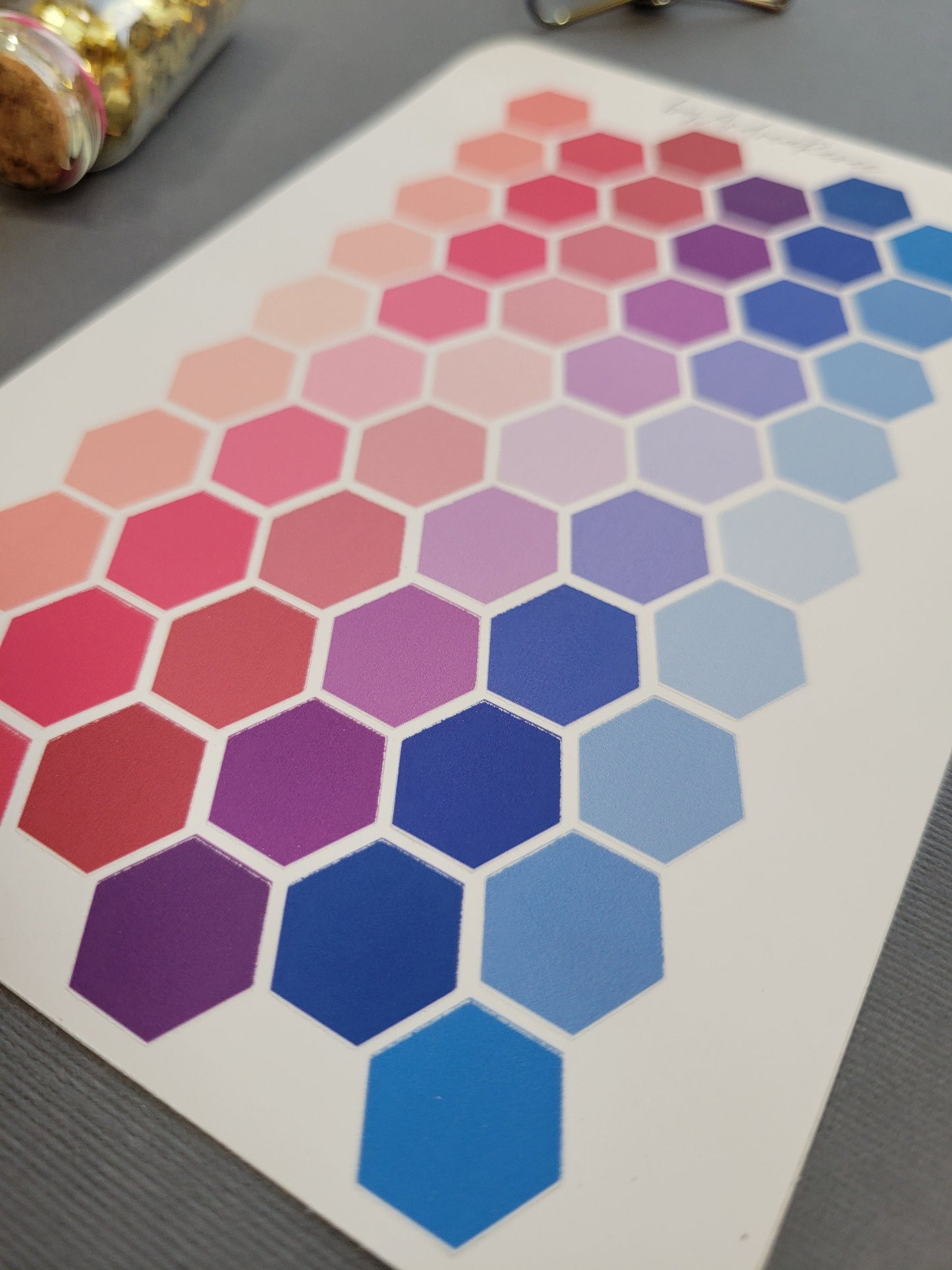 Hexagon Gradient Sticker Sheet 54 Stickers