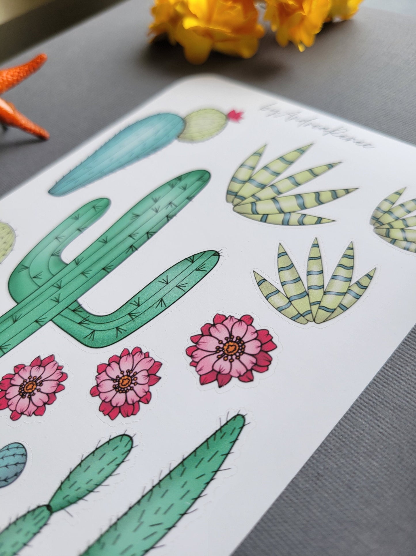 Cactus Plant Sticker Sheet Matte Finish - 13 Stickers