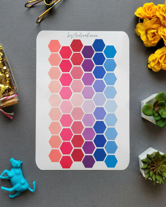 Hexagon Gradient Sticker Sheet 54 Stickers