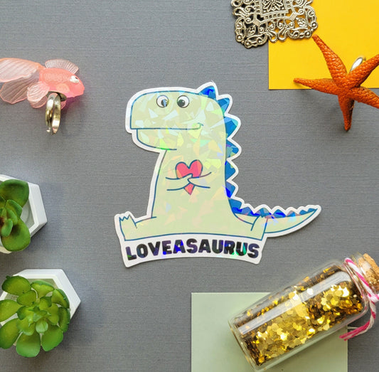 Loveasaurus Holographic Sticker