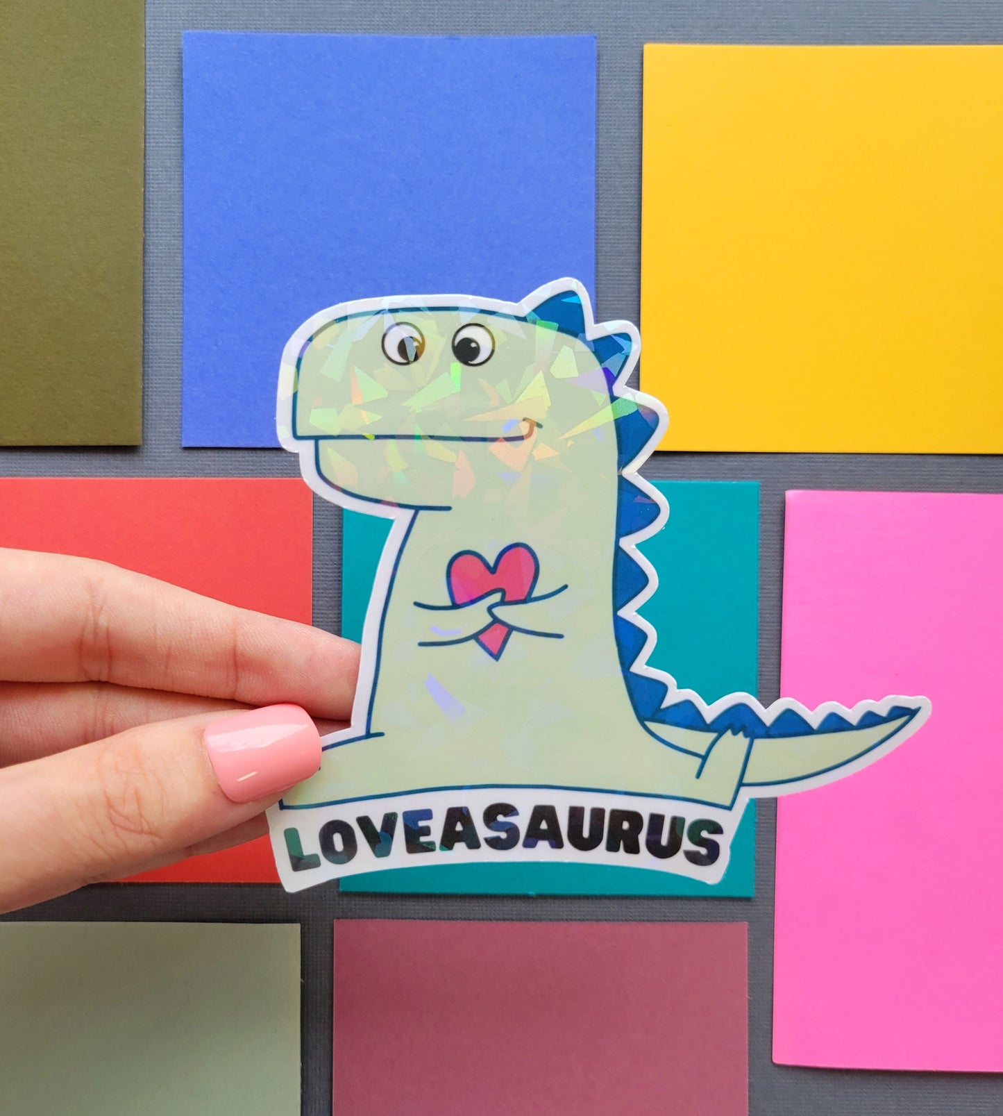 Loveasaurus Holographic Sticker