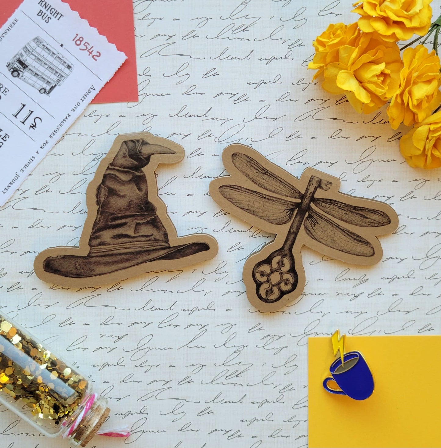 Magnetic Bookmarks - Sorting Hat and Flying Key
